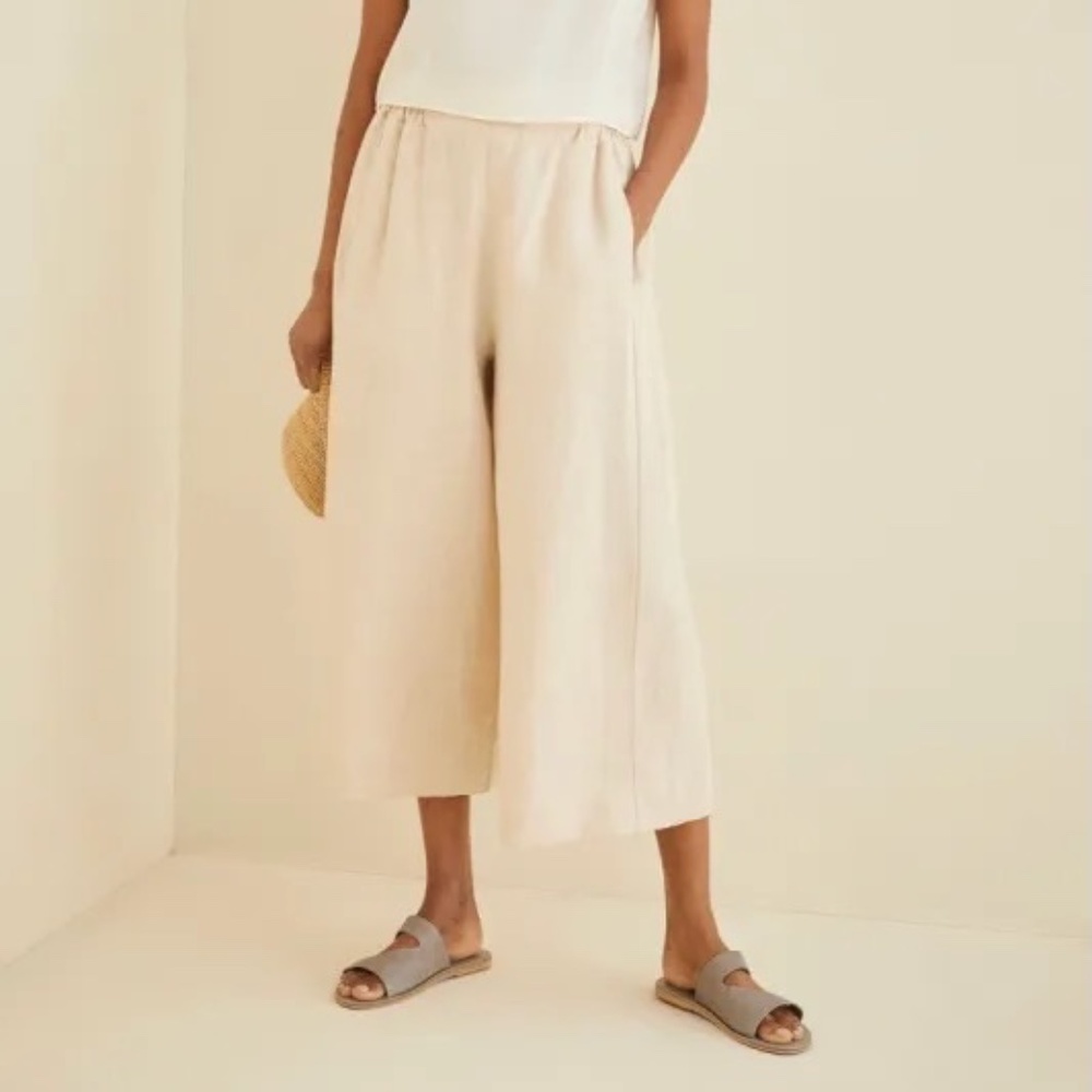 Beaumont Organic Linen Nicole Culottes - bone, size S